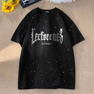 量大优供抖音视频 支持得物配合二开美式满天星亮片短袖T恤MTX219图片