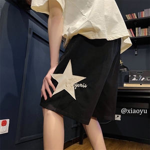 XZ616夏季新款麂皮绒星星刺绣休闲五分裤短裤TY826P45控55