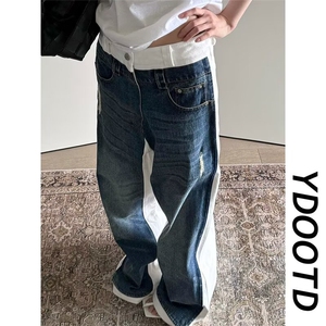 1506-1/KA5511/P54个性字母牛仔裤嘻哈ins潮高街潮流痞帅长裤男女图片