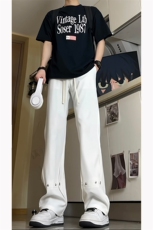 夏季冰丝西裤小众百搭微喇铆钉纽扣排扣冰丝裤子K2411-P50，男装西裤，电商A062