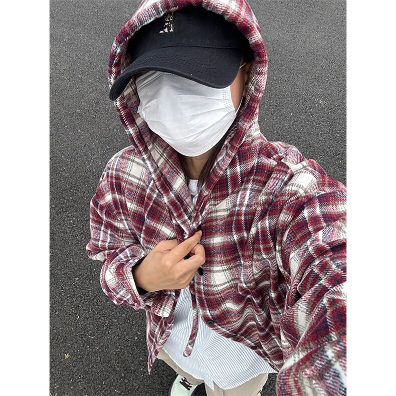 380G磨毛秋冬新款格纹连帽衬衫加厚磨毛格子外套CS328-P48,男装衬衫,星座301C-5