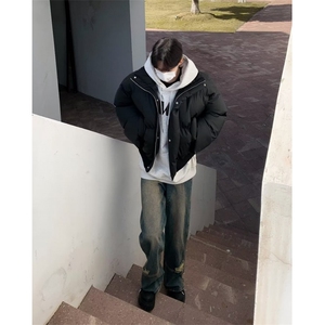 美式高街棉服男冬季痞帅宽松面包服外套潮牌设计感棉衣图片