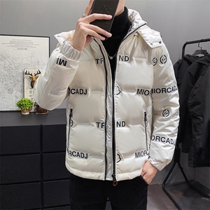 现货足压花直冲帽可拆卸男士短款轻薄羽绒服大码修身图片