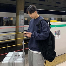 美式慵懒chic港风圆领无帽套头卫衣W3109-p35控49棉45%聚酯纤维55，男装卫衣，星座218-5