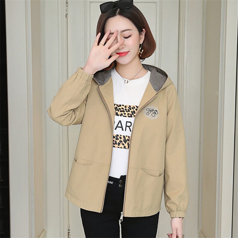 拉链气质2021春秋装外套女短款外套连帽百搭短款显瘦,女装短外套,丽影随形