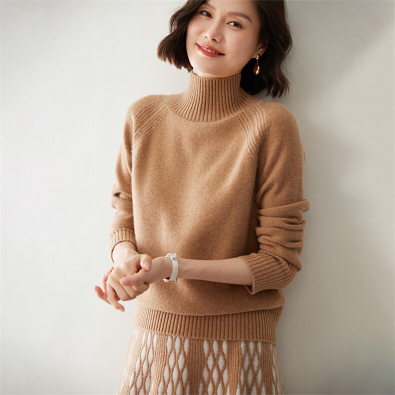 时尚半高领女士羊绒衫保暖显瘦优雅气质高品质35%羊绒材质,女装羊绒衫,迎冬羊绒