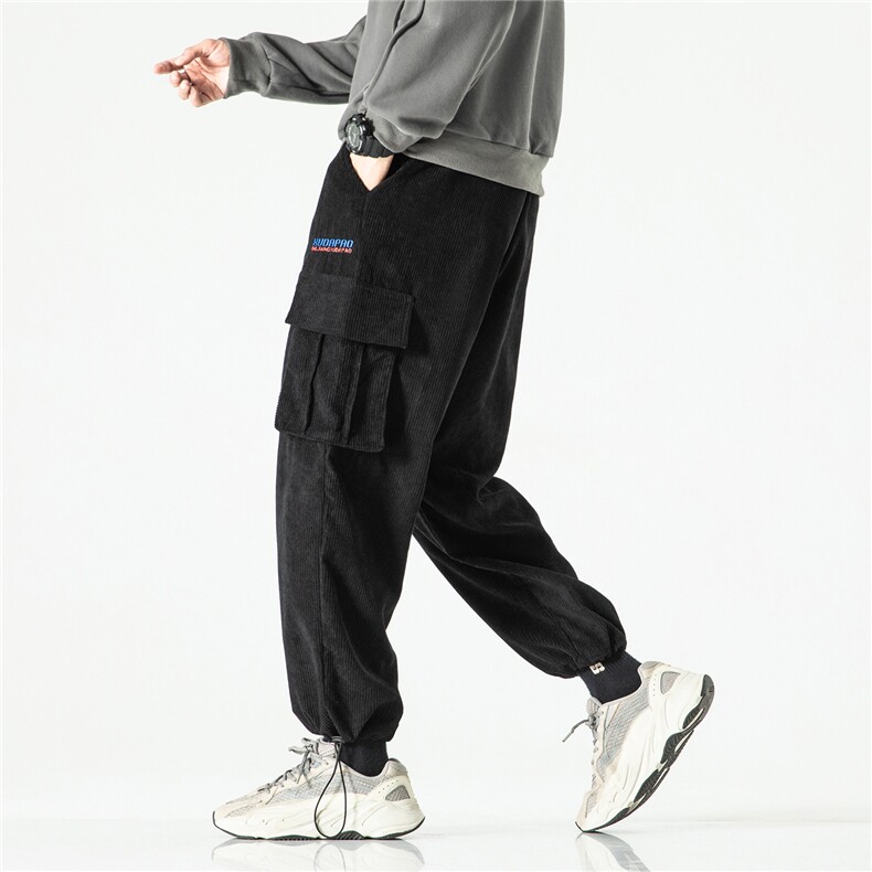 灯芯绒秋款无影墙黑色休闲宽松秋季运动裤A061-K1810-P45控价58，男装休闲裤，电商A061