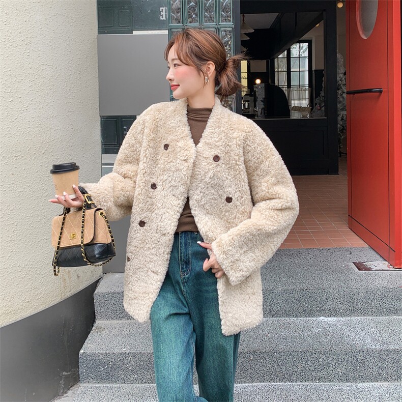 有货OVERSIZE羊羔毛皮毛一体外套2C090-8981-P185-K278,女装棉衣/棉服,2C090