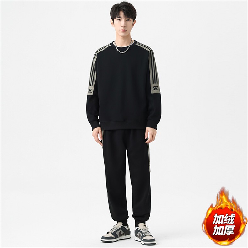 2XL-9XL冬季加绒加厚胖子圆领拼接卫衣男,男装卫衣,星座209