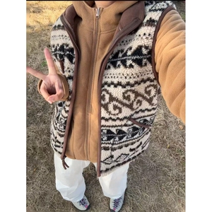 高质量 摇粒绒背心费尔岛羊羔毛西部卷马甲男MJ001-P78图片
