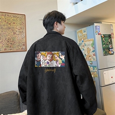 麂皮绒夹克男大码立领褂子外套JK85396-P68加绒款-P78，男装夹克，电商A040