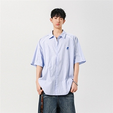 【现货】夏季新款美式潮牌条纹宽松透气翻领衬衣CY06115-TP38控58，男装衬衫，星座1004（原星座815-3）