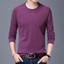 爸爸纯色双面绒圆领上衣秋冬中年男士加厚保暖衣男装BJY1912-P55图片