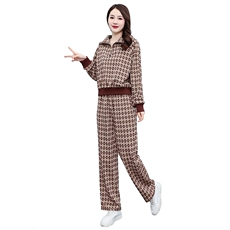 2022秋季新款印花大翻领气质套装两件套，女装套装/套裙，奕薇雅