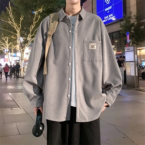 衬衫男2025春季新款港风宽松灯芯绒长袖衬衣CS025-P38图片