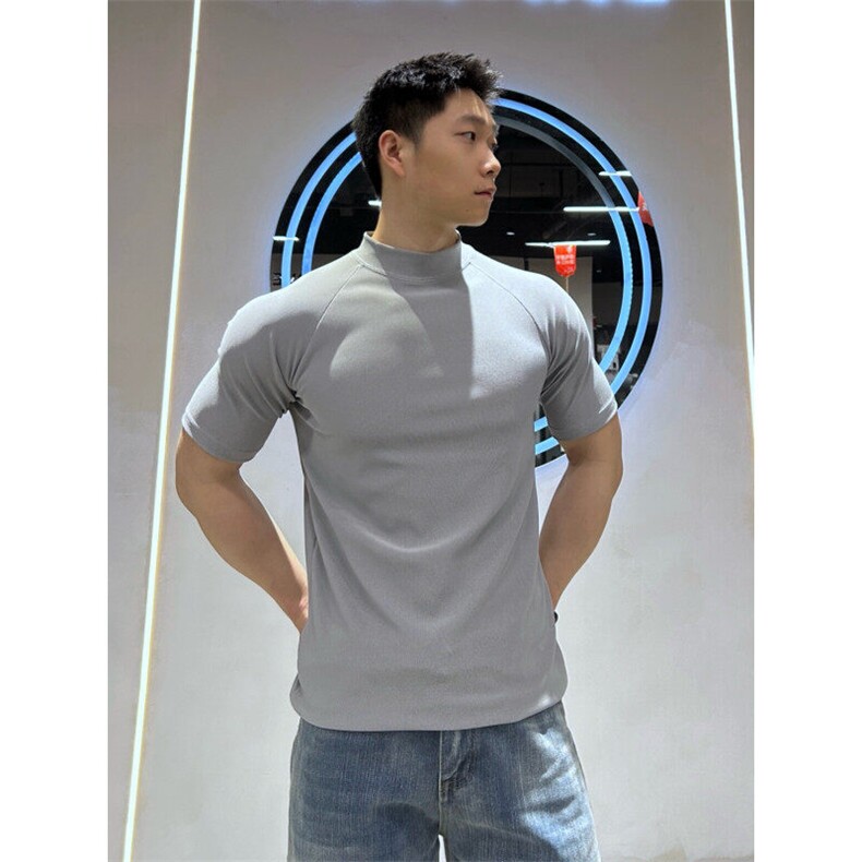 eme同款正肩小高领显瘦短袖T恤聚酯纤维310A-4-T92-特批20,男装T恤,星座310A-4