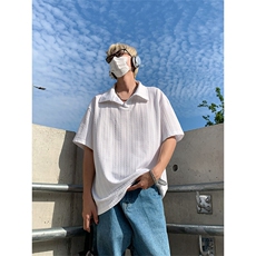 白色麦穗纹肌理感polo衫男款夏季高级感冰丝短袖T3687-特价P25，男装T恤，电商A007