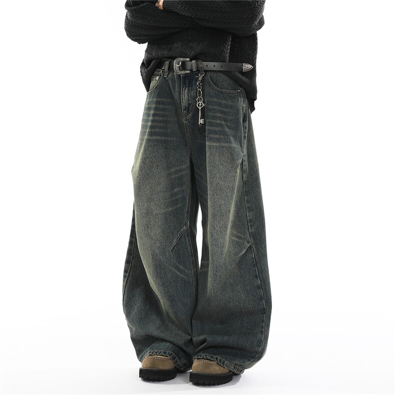 xz905-2-Z086#P65-（控98）美式宽松阔腿牛仔裤，男装牛仔裤，星座905-2
