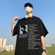 港风23新款夏季时尚百搭宽松字母印花纯棉短袖T恤T61110P30控48，男装T恤，电商A268A