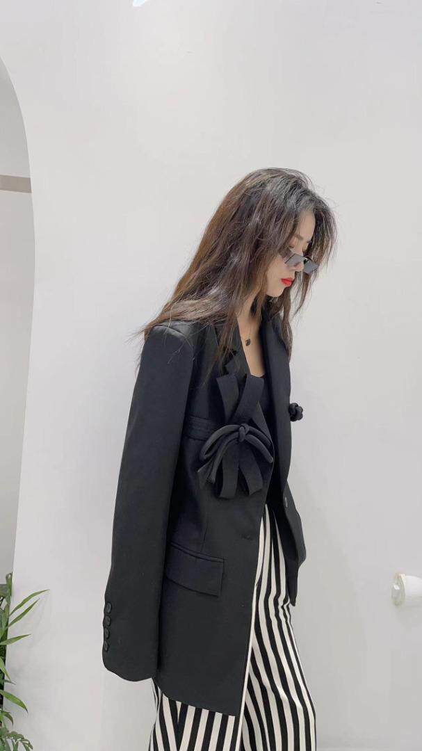 汪尚春2022春装设计师款系列手工大蝴蝶结大版潮西装外套，女装西装，SHANGCHUN·W 汪尚春