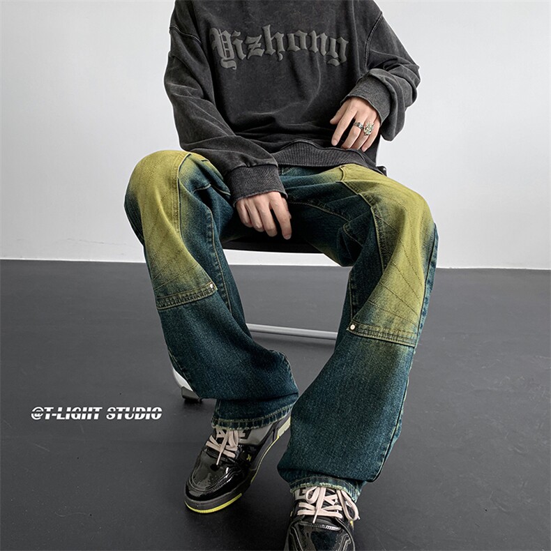 B221美式ins高街暗黑小众铆钉伐木裤牛仔裤LK23145-P65控88,男装牛仔裤,电商B221