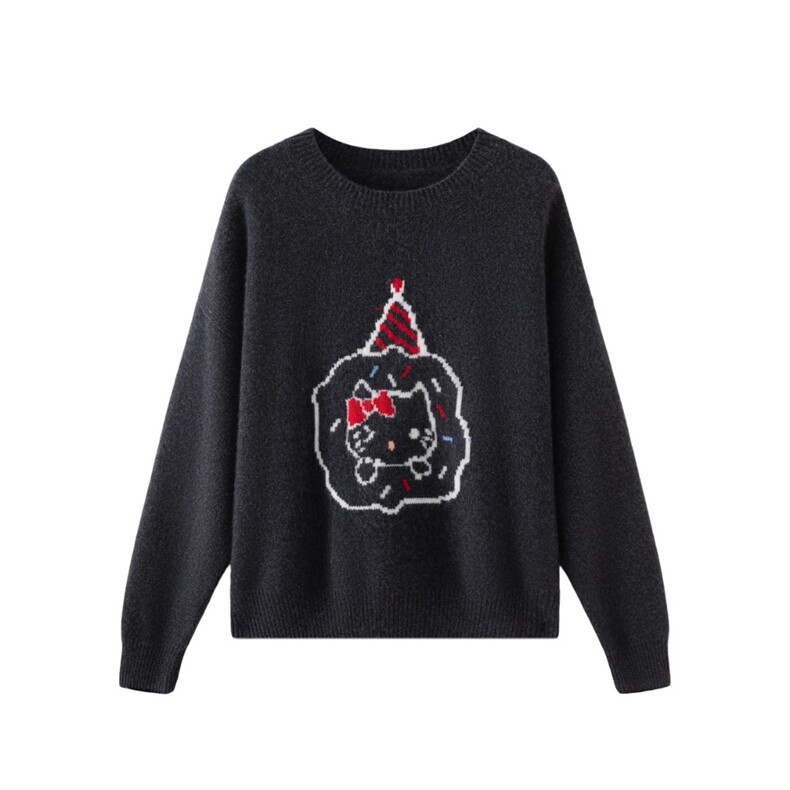 2025年秋季时尚百搭通勤简约休闲加厚小猫圆领，女装羊绒衫，轩妮羊绒