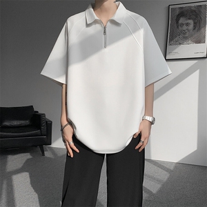8XL-M半拉链t恤短袖POLO衫男款夏季美式翻领宽松大码半袖DT008P45图片