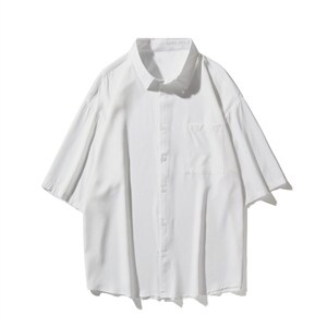 C6042/35夏款2023新款平铺冰丝克莱因蓝衬衣男开衩短袖衬衫控58图片