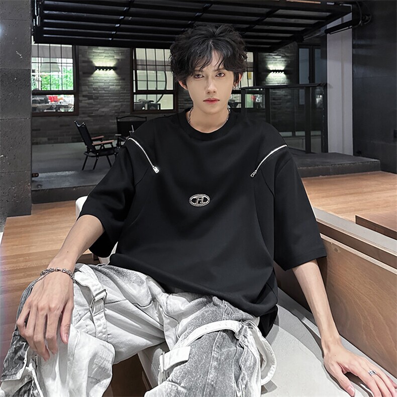 夏季宽松设计款小众黑暗系短袖潮XZ808B-WH034-P48,男装T恤,星座808B