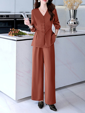 高端职业套装女春秋2025新款高级感通勤气质时尚洋气阔腿裤两件套，女装套装/套裙，火爆靓佳人