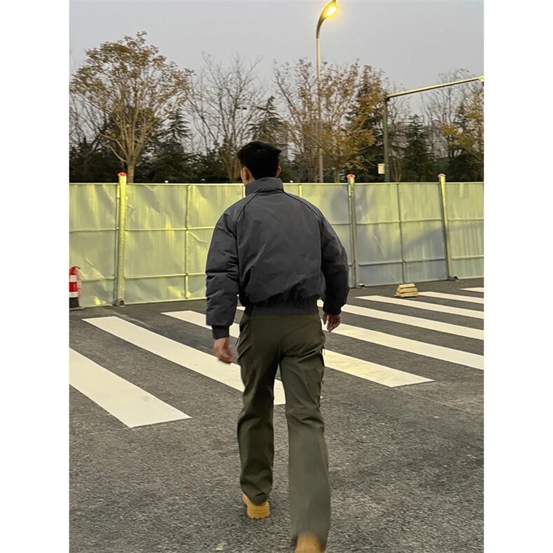 现货美式高街休闲夹克冬季三防立领纯色户外工装加厚棉服外套,男装夹克,电商A486