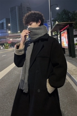秋冬毛呢大衣男潮高街重磅风衣宽松中长外套MN00731/P100加棉P110，男装风衣，电商B316
