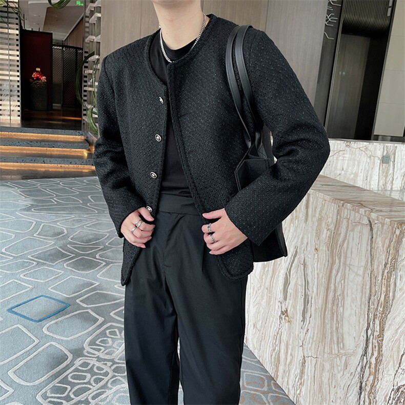 秋冬韩版小香风外套男短款高级感炸街夹克上衣男JK9125-P120控150,男装夹克,电商B267