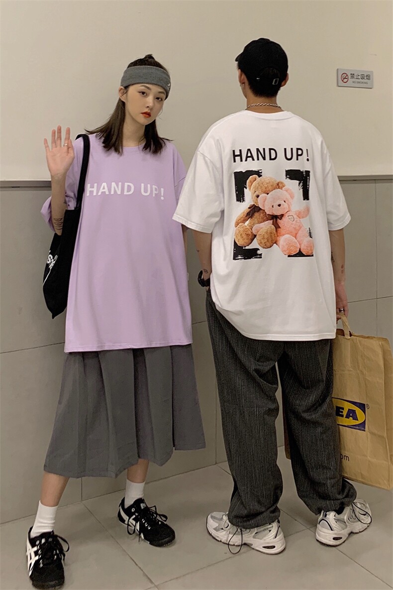 夏季情侣装印花可爱小熊短袖T恤学生卡通四色上衣A071-5505-P25,男装T恤,电商A071