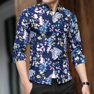2021花衬衫男新款印花长袖衬衫男中青年休闲外套QT5030/7812p38图片