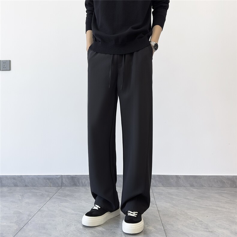 1506/QVS1030/P46夏季冰丝阔腿宽松简约抽绳薄款男装休闲裤胖子,男装休闲裤,星座1506