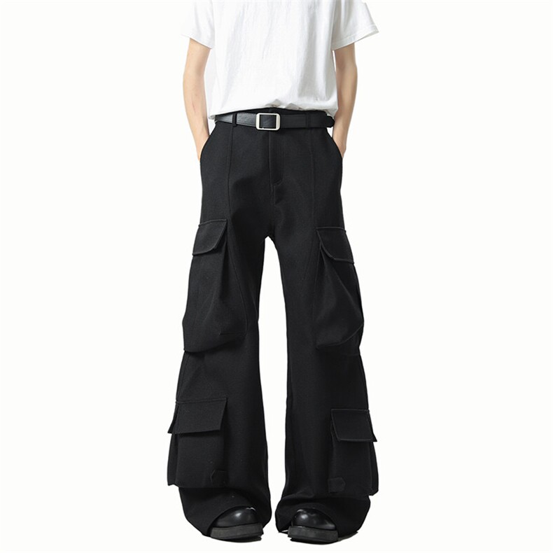 港风宽松微喇休闲裤多口袋工装裤长裤A014-DY25217-P85控118,男装休闲裤,电商A014