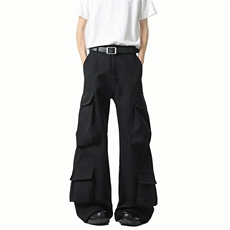 港风宽松微喇休闲裤多口袋工装裤长裤A014-DY25217-P85控118，男装休闲裤，电商A014