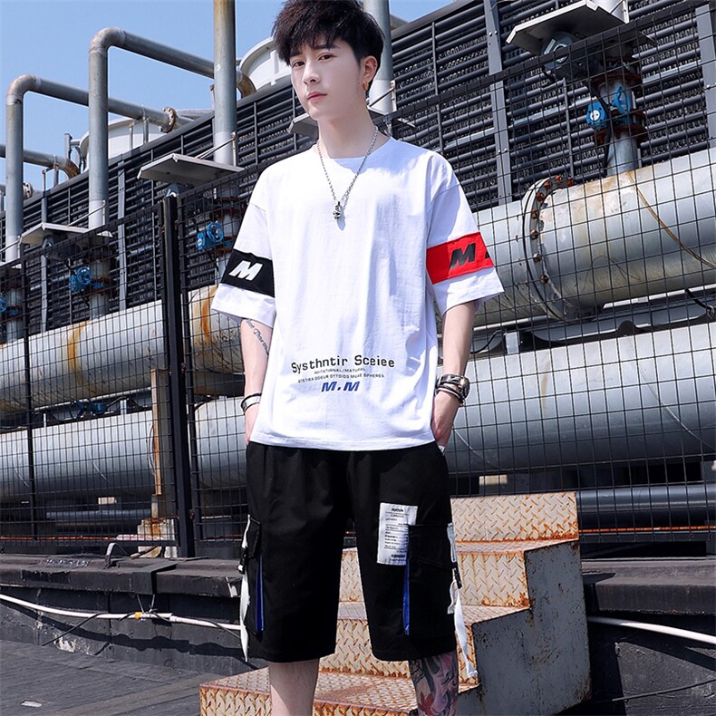 套装男短袖t恤夏季印花宽松潮流衣服一套帅气夏装两件套T771-P60，男装套装，星座1206（原A206）