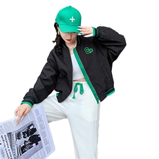 【现货新品】短款棒球服外套女2025秋季刺绣拼接时尚夹克休闲上衣，女装短外套，美沁