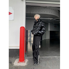 【有货】解构短款PU皮立领棉服外套面包服棉衣MY8080特P112，男装棉衣，星座908-1
