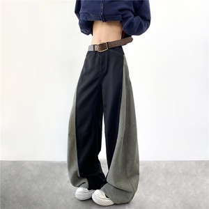 2025新款双拼色休闲裤宽松小众设计感弯刀西裤潮流现货 K8238-P55图片
