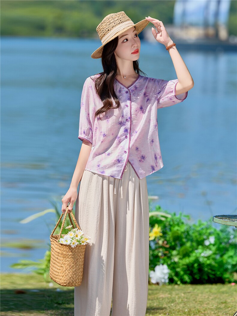 两件套女夏季新款2026时尚气质休闲风短款上衣套装裤,女装套装/套裙,依万里