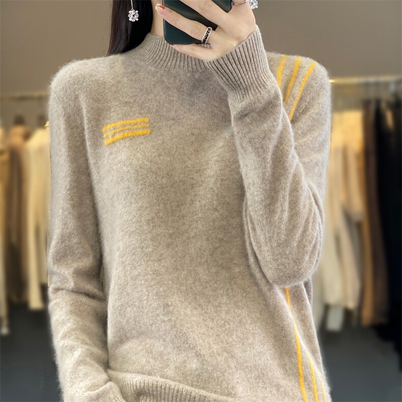 半高领羊毛衫女内搭2024年新款秋冬装洋气小众设计感打底衫,女装羊毛衫,蒙特羊绒