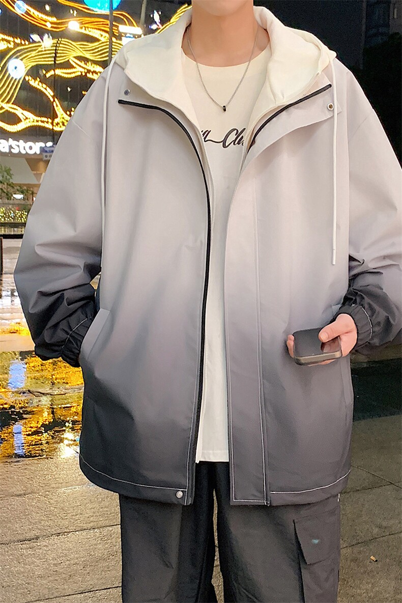新款二开港风中性风宽松夹克男渐变防水冲锋衣外套MYJ24-7833-P75,男装夹克,星座717