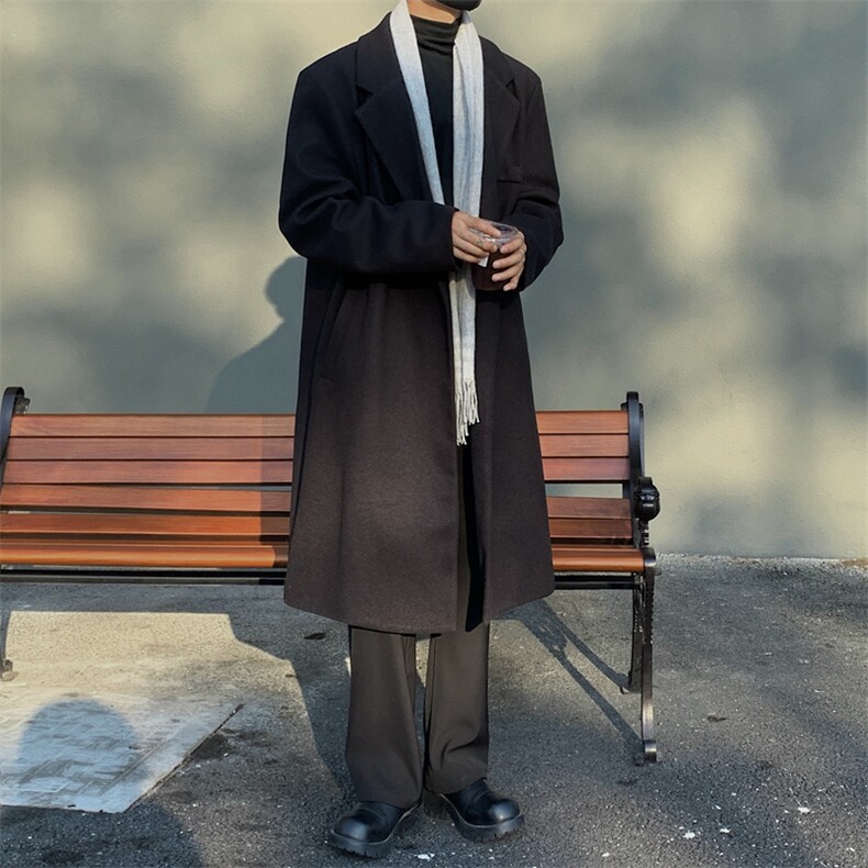 大码冬季毛呢大衣男士韩版中长款风衣宽松呢子外套F1251特P95,男装风衣,星座309（原A406）