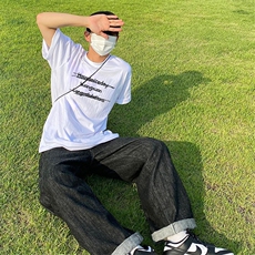设计感小众字母印花情侣上衣男夏季ins纯棉t恤短袖T1913特P23控39，男装T恤，星座218-5