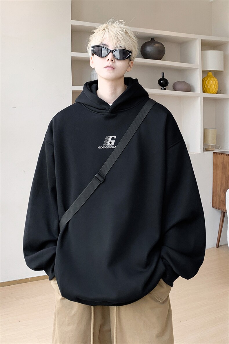 华棉内景秋冬季复古休闲宽松连帽卫衣男潮大码WY00697/P45加绒P55,男装卫衣,电商B316