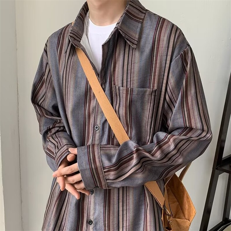 长袖衬衫男港风日系韩版潮流帅气衬衣灯芯绒A17P38，男装衬衫，星座1116-2