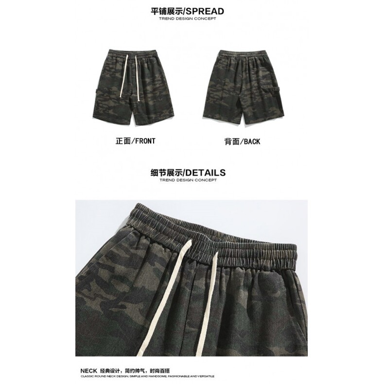 2025夏季新款美式高街迷彩宽松牛仔短裤B315-K24156-特p30控58,男装牛仔裤,电商B315
